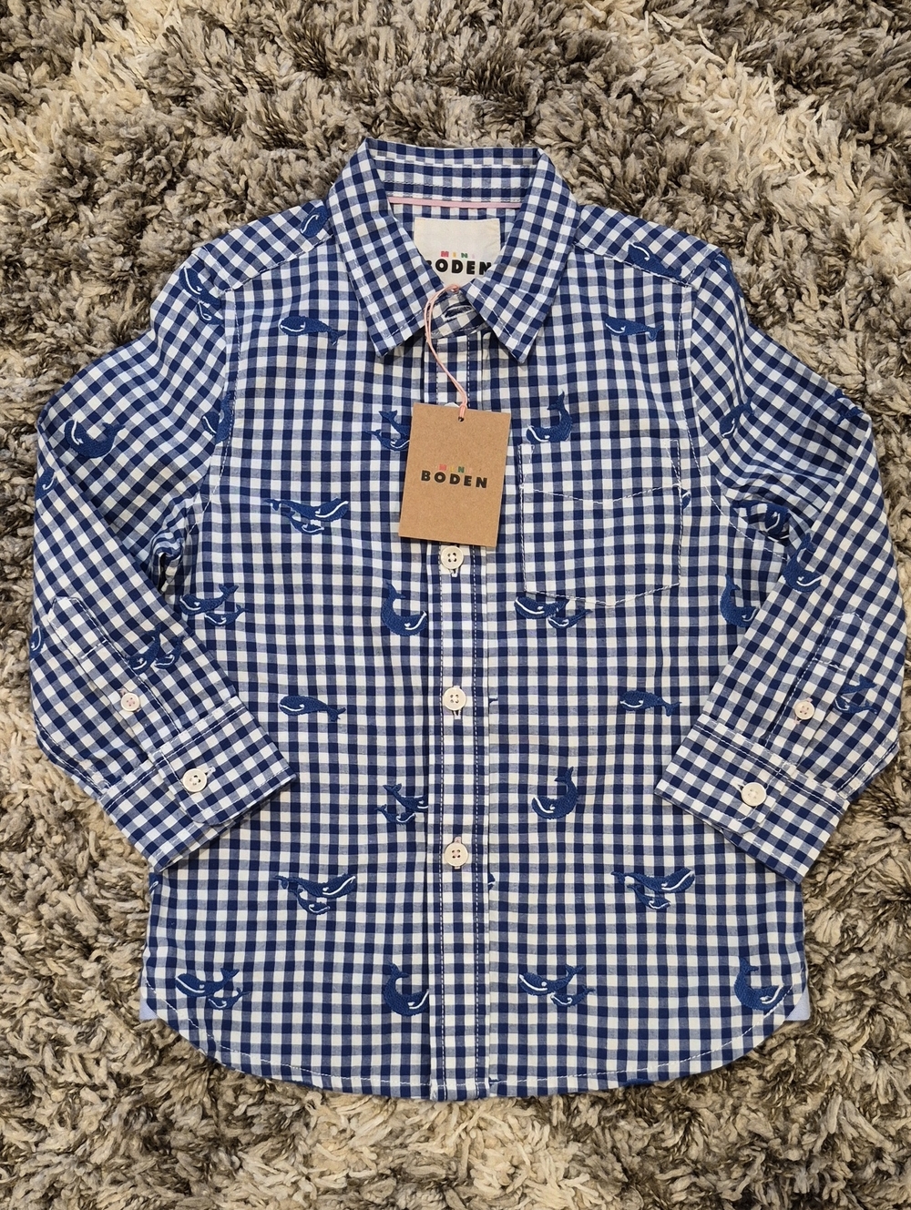 Mini Boden Blue Gingham Button Down